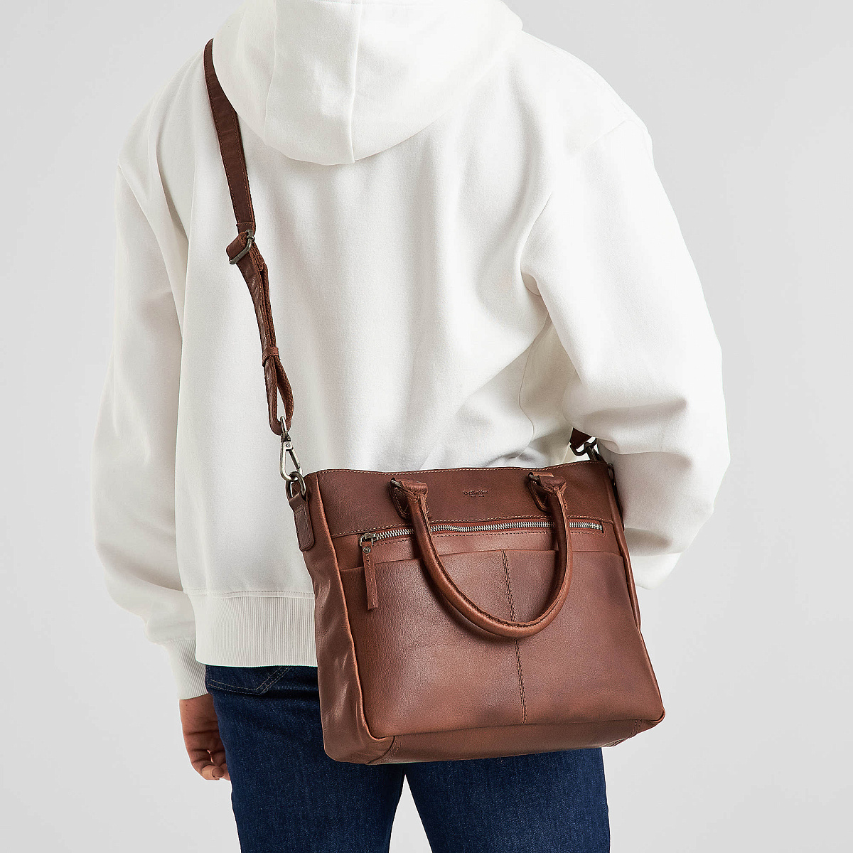 Деловая сумка Dr.Koffer из натуральной кожи коричневая