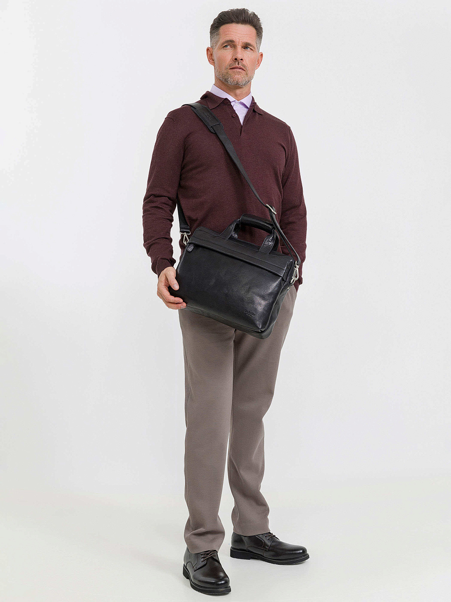 Деловая сумка Dr.Koffer из натуральной кожи черная