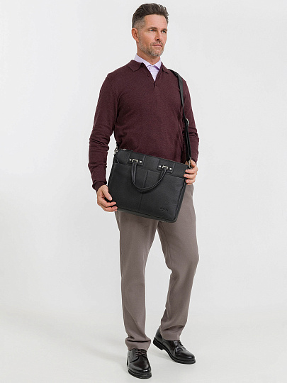 Деловая сумка Dr.Koffer из натуральной кожи черная