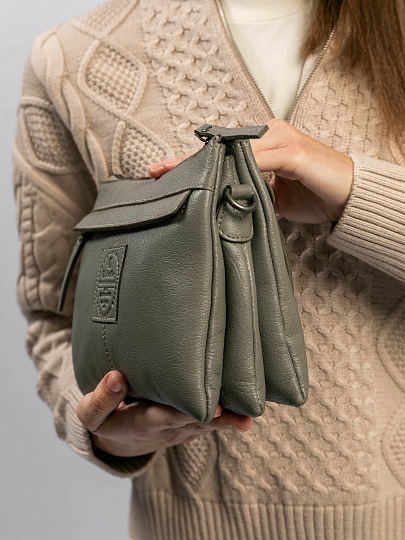 Сумка через плечо Dr.Koffer из натуральной кожи серая