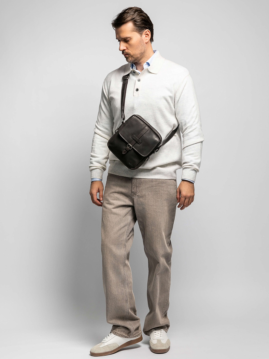 Сумка через плечо Dr.Koffer из натуральной кожи коричневая