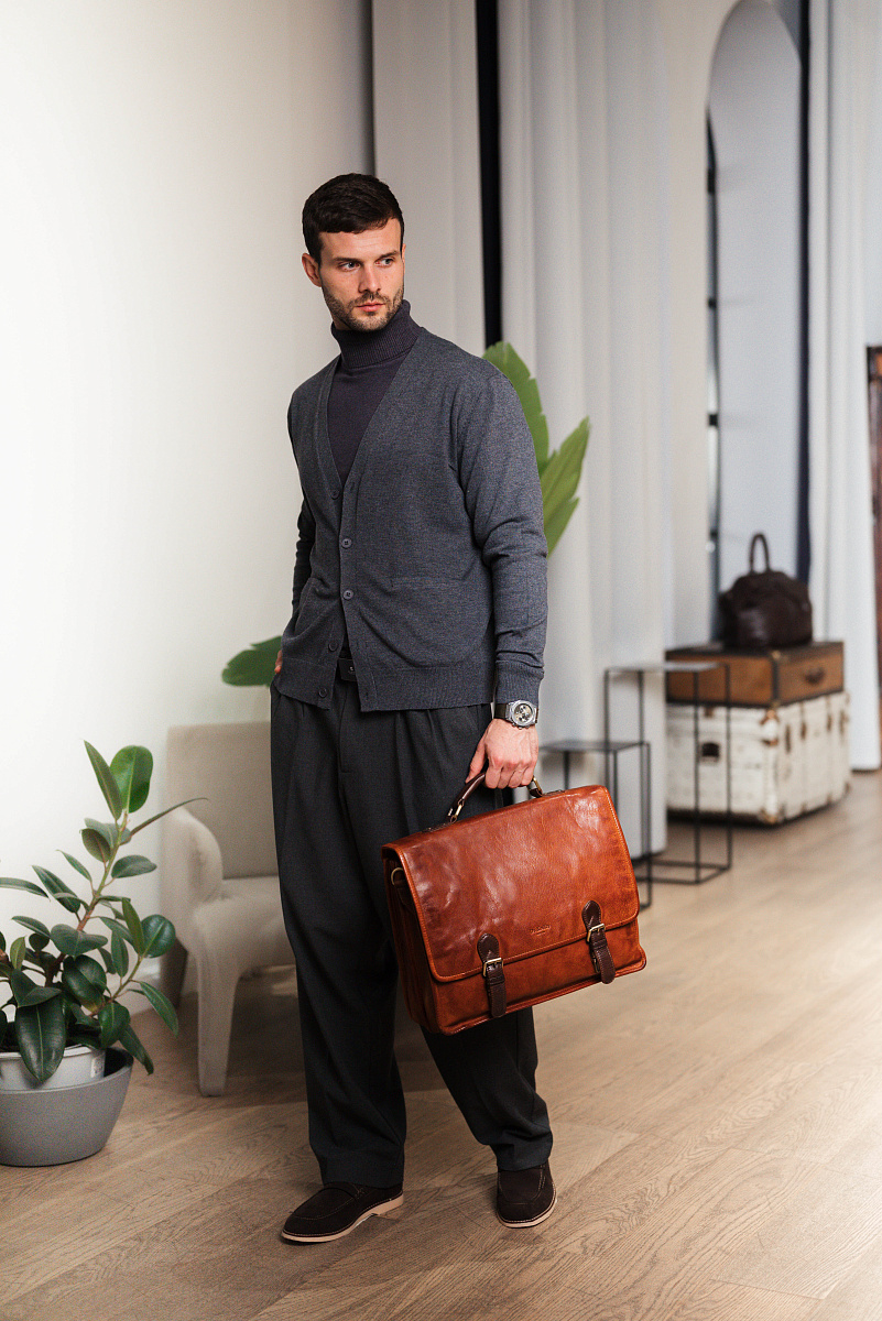 Портфель Dr.Koffer из натуральной кожи светло-коричневый