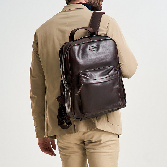 Рюкзак Dr.Koffer из натуральной кожи темно-коричневый