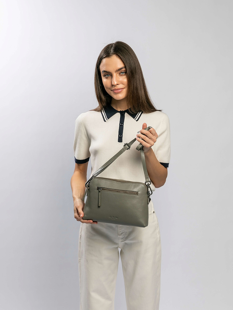 Женская сумка Dr.Koffer из натуральной кожи серая