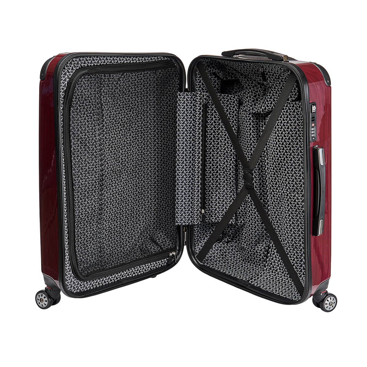 Чемодан на колесах M Dr.Koffer АБС (abs) пластик бордовый