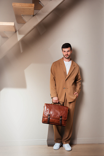 Портфель Dr.Koffer из натуральной кожи светло-коричневый