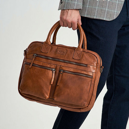 Деловая сумка Dr.Koffer из натуральной кожи коричневая