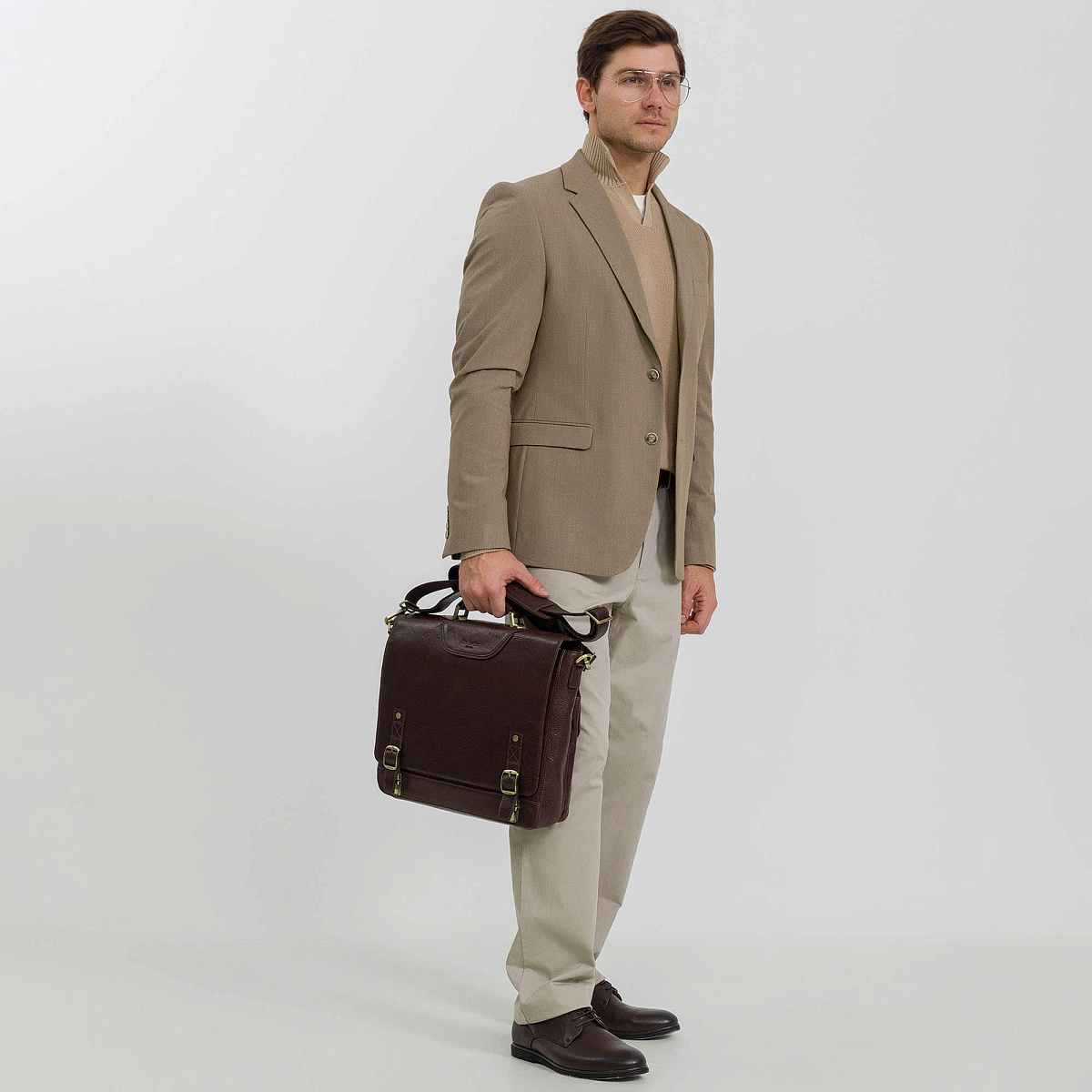 Портфель Dr.Koffer из натуральной кожи темно-коричневый