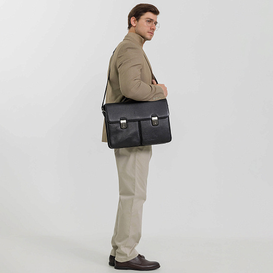 Портфель Dr.Koffer из натуральной кожи черный