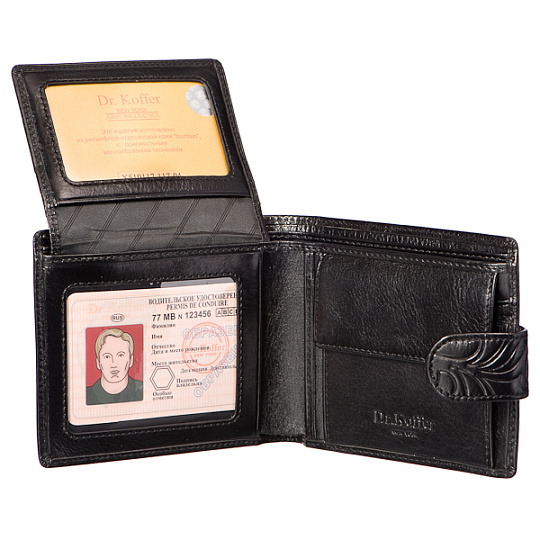 Портмоне Dr.Koffer из натуральной кожи черное