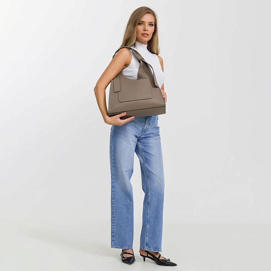 Женская сумка Dr. Koffer из натуральной кожи бежевая