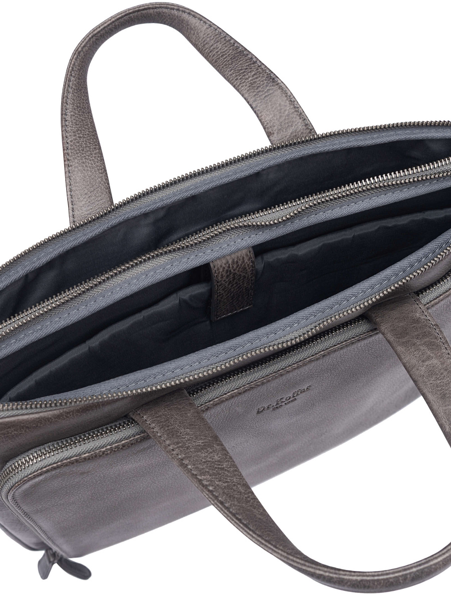 Сумка для документов Dr. Koffer из натуральной кожи серая