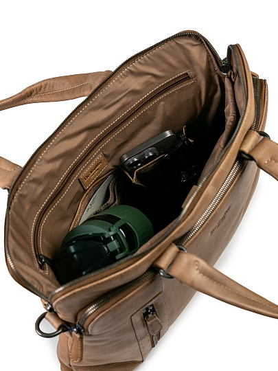 Деловая сумка Dr.Koffer из натуральной кожи коричневая