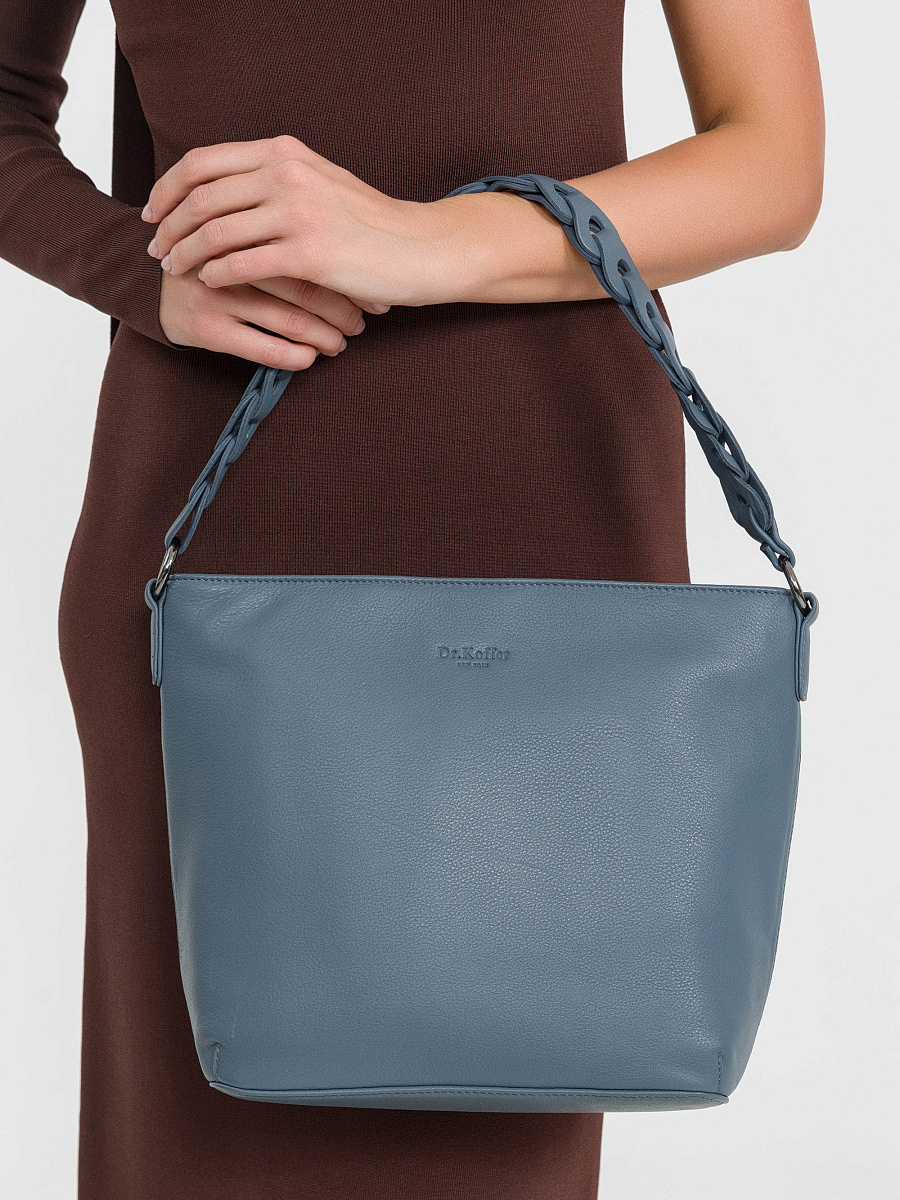Женская сумка Dr.Koffer из натуральной кожи голубая