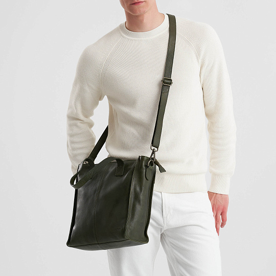 Деловая сумка Dr.Koffer из натуральной кожи зеленая