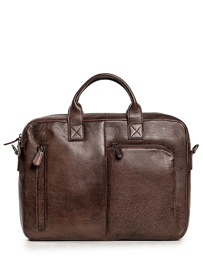 Деловая сумка Dr.Koffer из натуральной кожи темно-коричневая