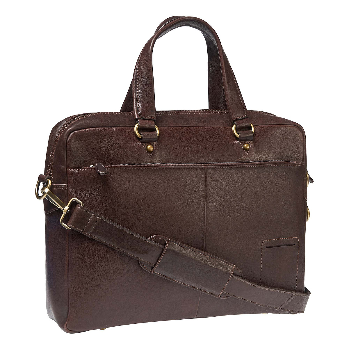 Деловая сумка Dr.Koffer из натуральной кожи темно-коричневая