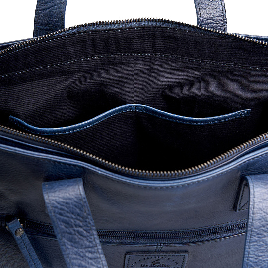 Деловая сумка Dr.Koffer из натуральной кожи синяя