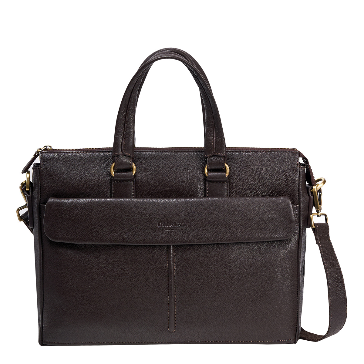 Деловая сумка Dr.Koffer из натуральной кожи темно-коричневая