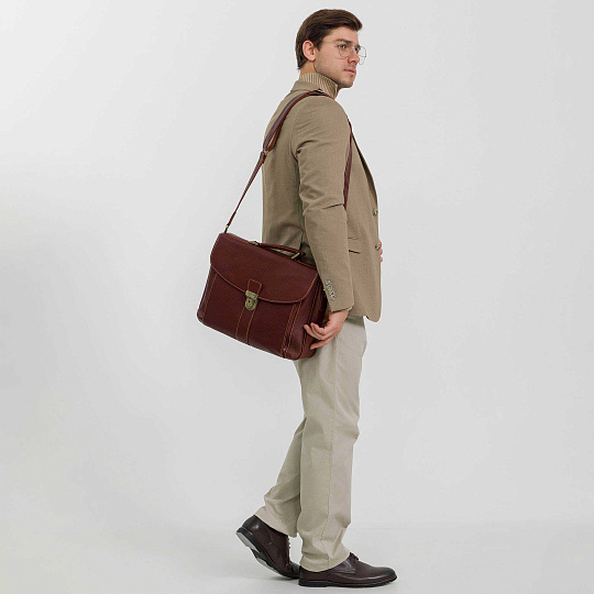 Портфель Dr.Koffer из натуральной кожи светло-коричневый