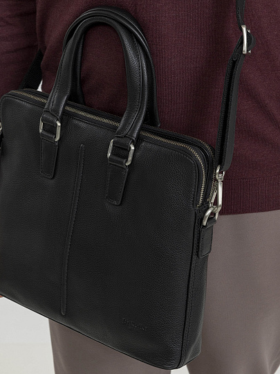 Деловая сумка Dr.Koffer из натуральной кожи черная