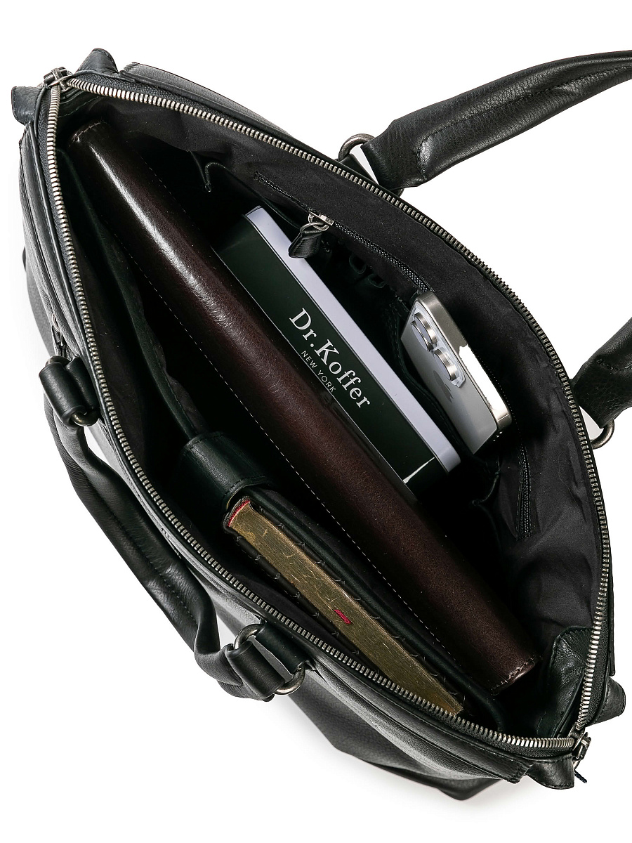 Деловая сумка Dr.Koffer из натуральной кожи черная