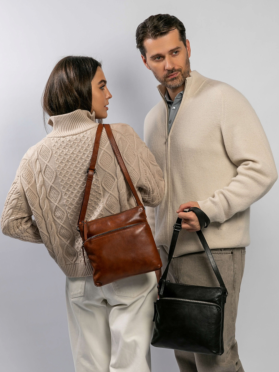 Сумка через плечо Dr.Koffer из натуральной кожи черная