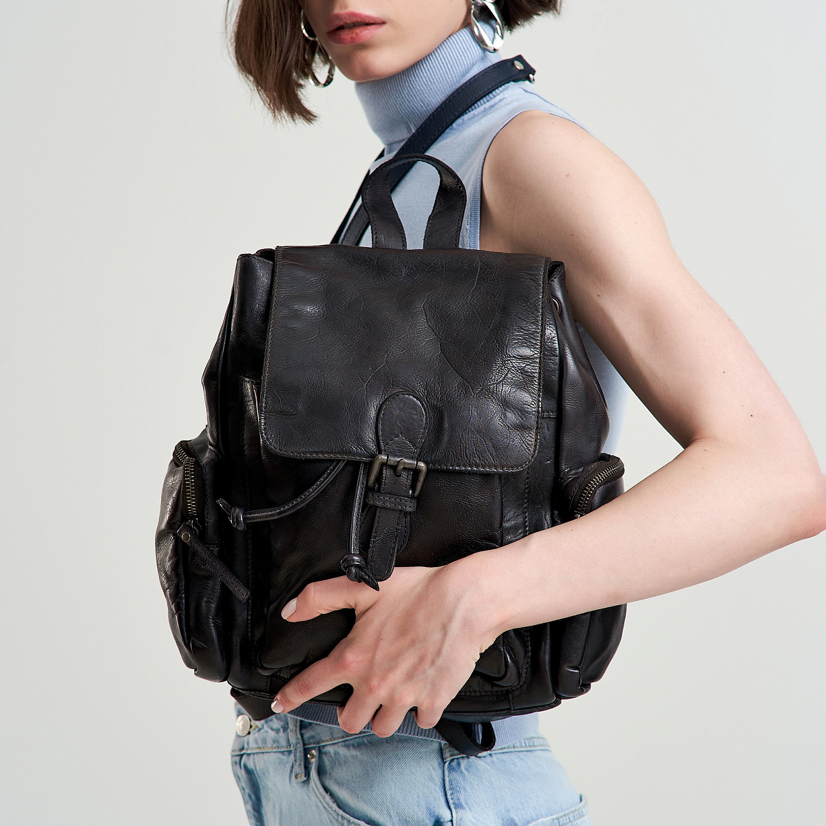 Рюкзак Dr.Koffer из натуральной кожи черный