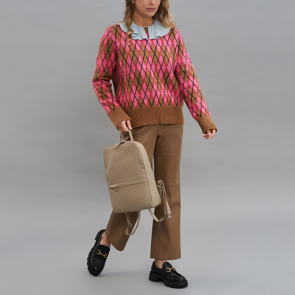 Рюкзак Dr.Koffer из натуральной кожи бежевый