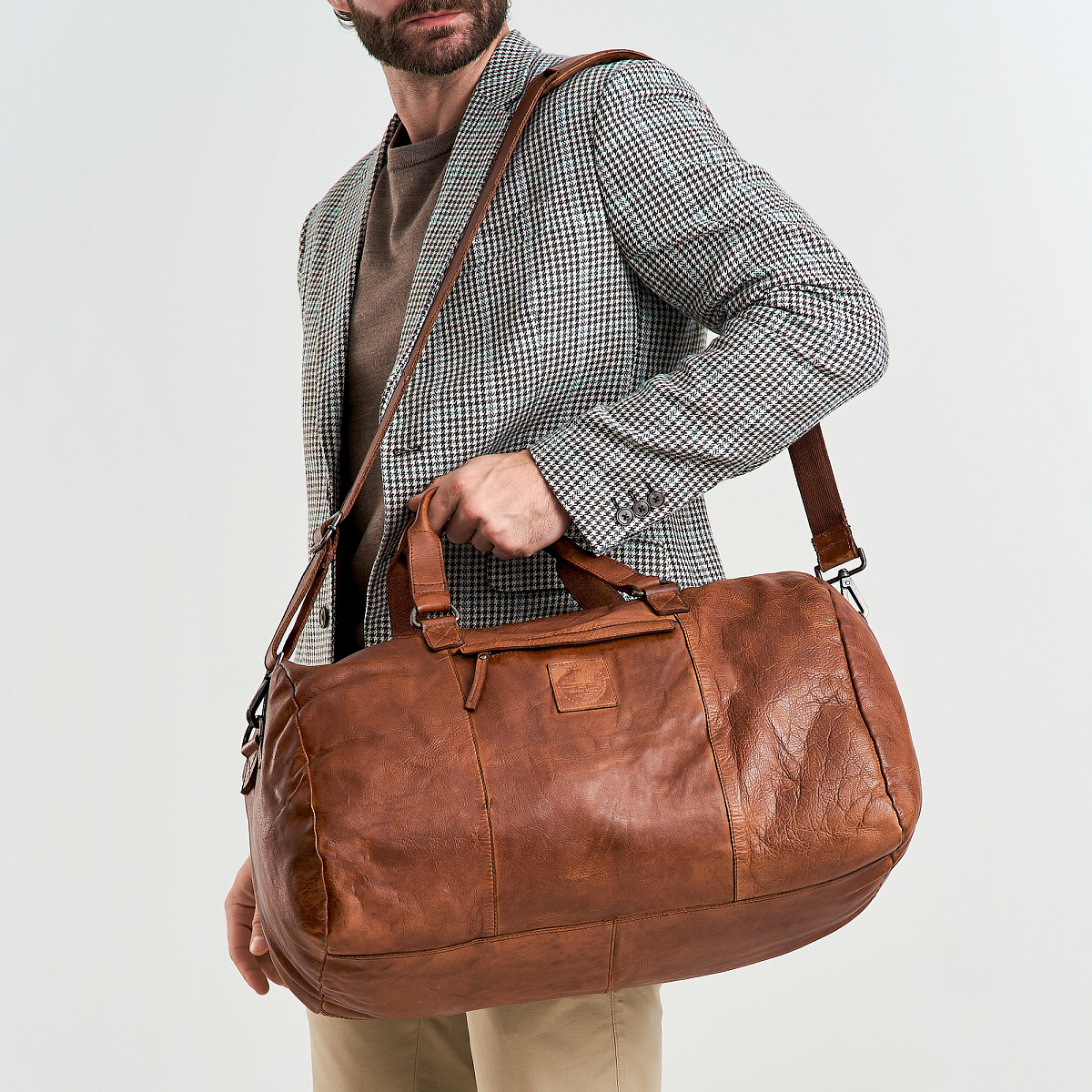 Сумка дорожная Dr.Koffer из натуральной кожи коричневая