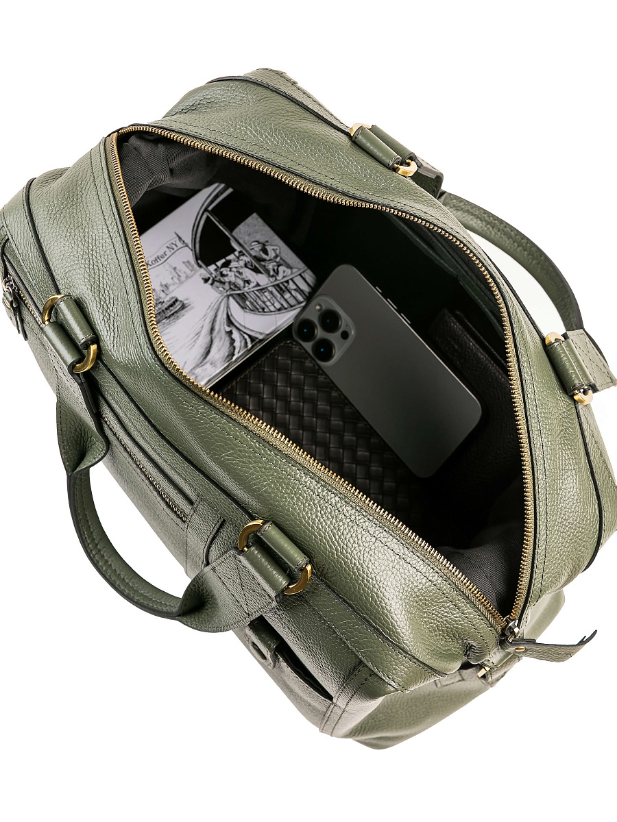 Дорожная сумка Dr. Koffer из натуральной кожи зеленая