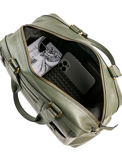 Дорожная сумка Dr. Koffer из натуральной кожи зеленая