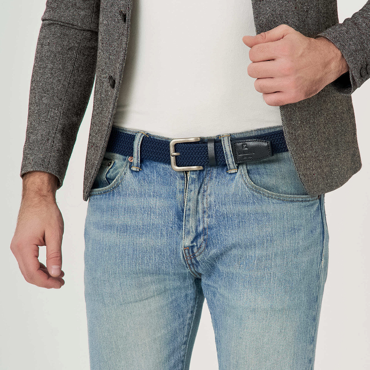 Ремень Dr.Koffer из натуральной кожи и текстиля синий