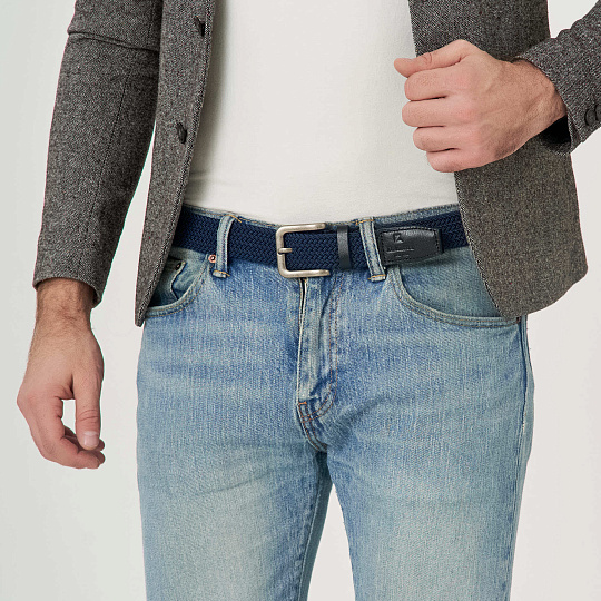 Ремень Dr.Koffer из натуральной кожи и текстиля синий