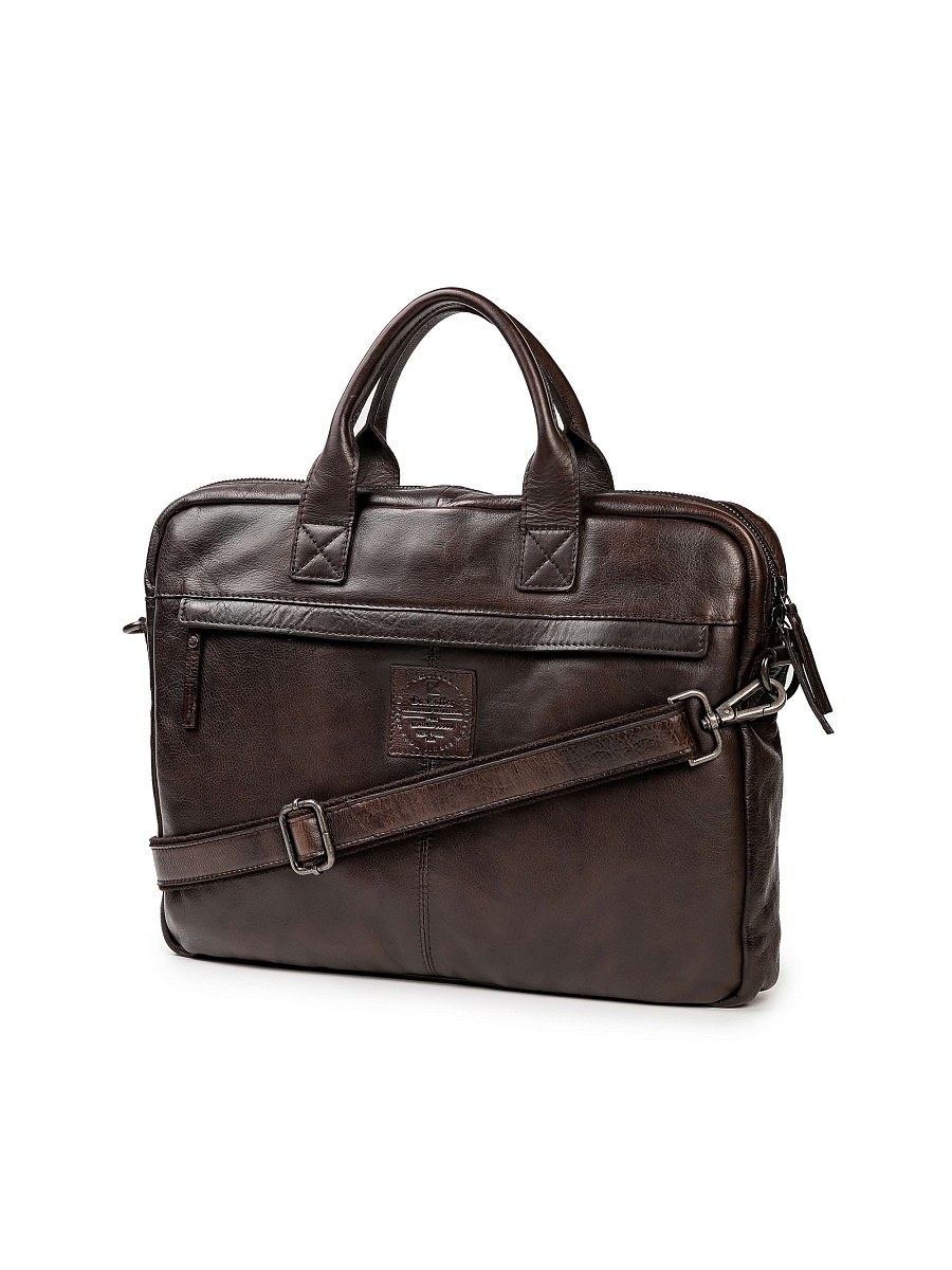Деловая сумка Dr.Koffer из натуральной кожи темно-коричневая