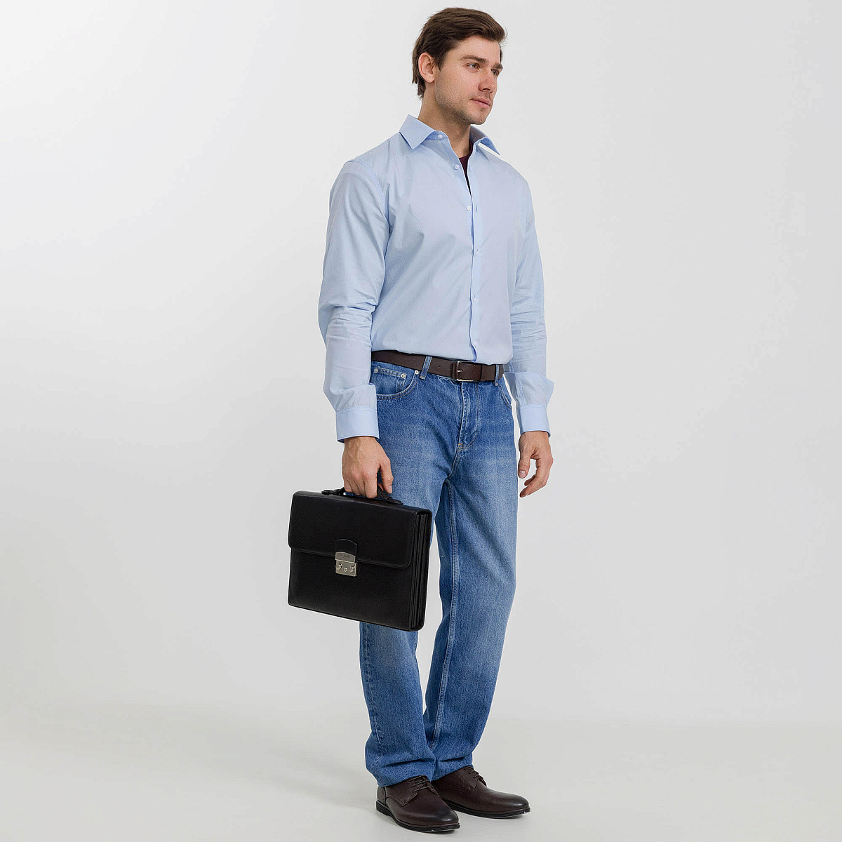 Портфель Dr.Koffer из натуральной кожи черный