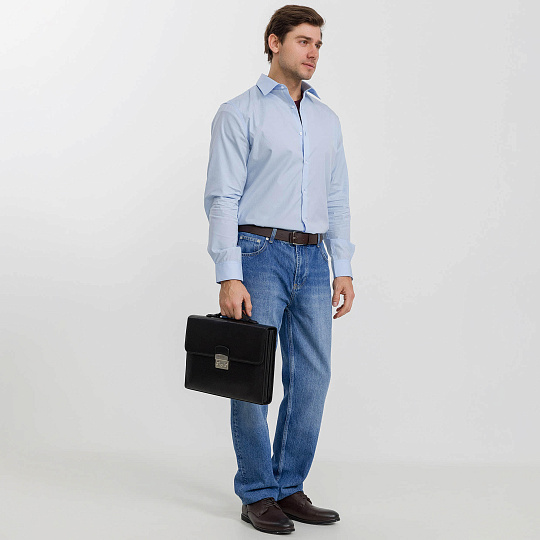 Портфель Dr.Koffer из натуральной кожи черный