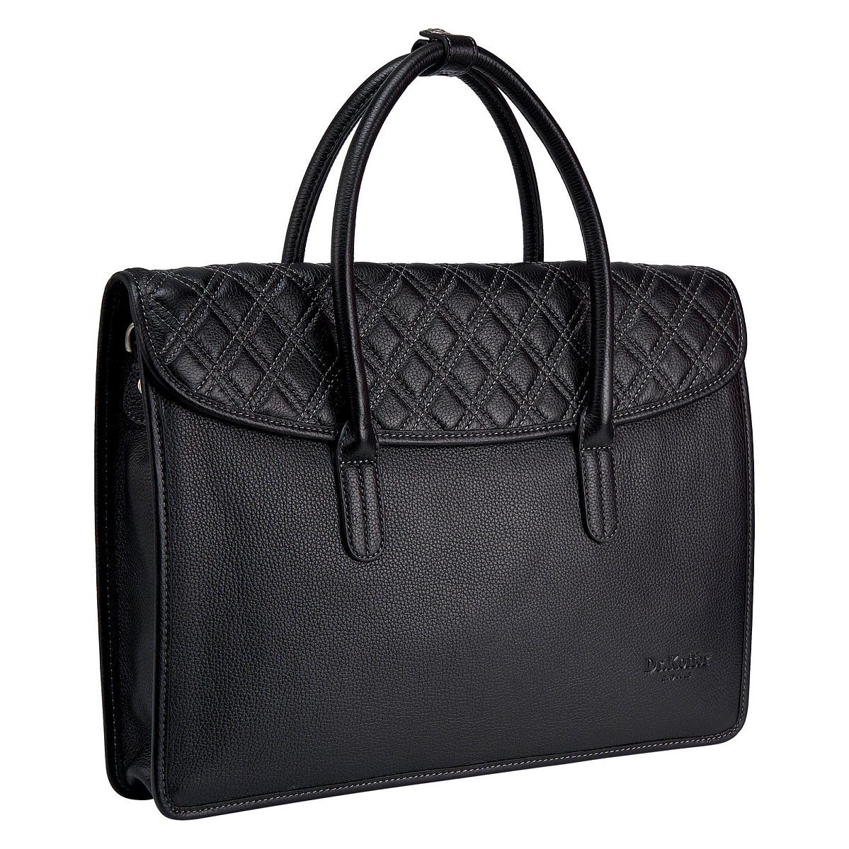 Деловая сумка Dr.Koffer из натуральной кожи черная
