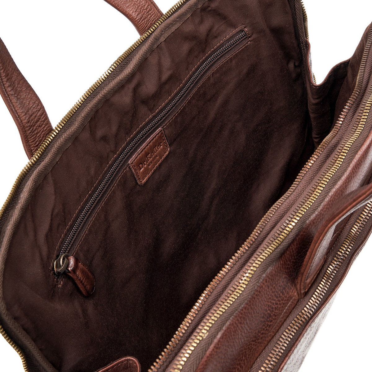 Деловая сумка Dr.Koffer из натуральной кожи темно-коричневая