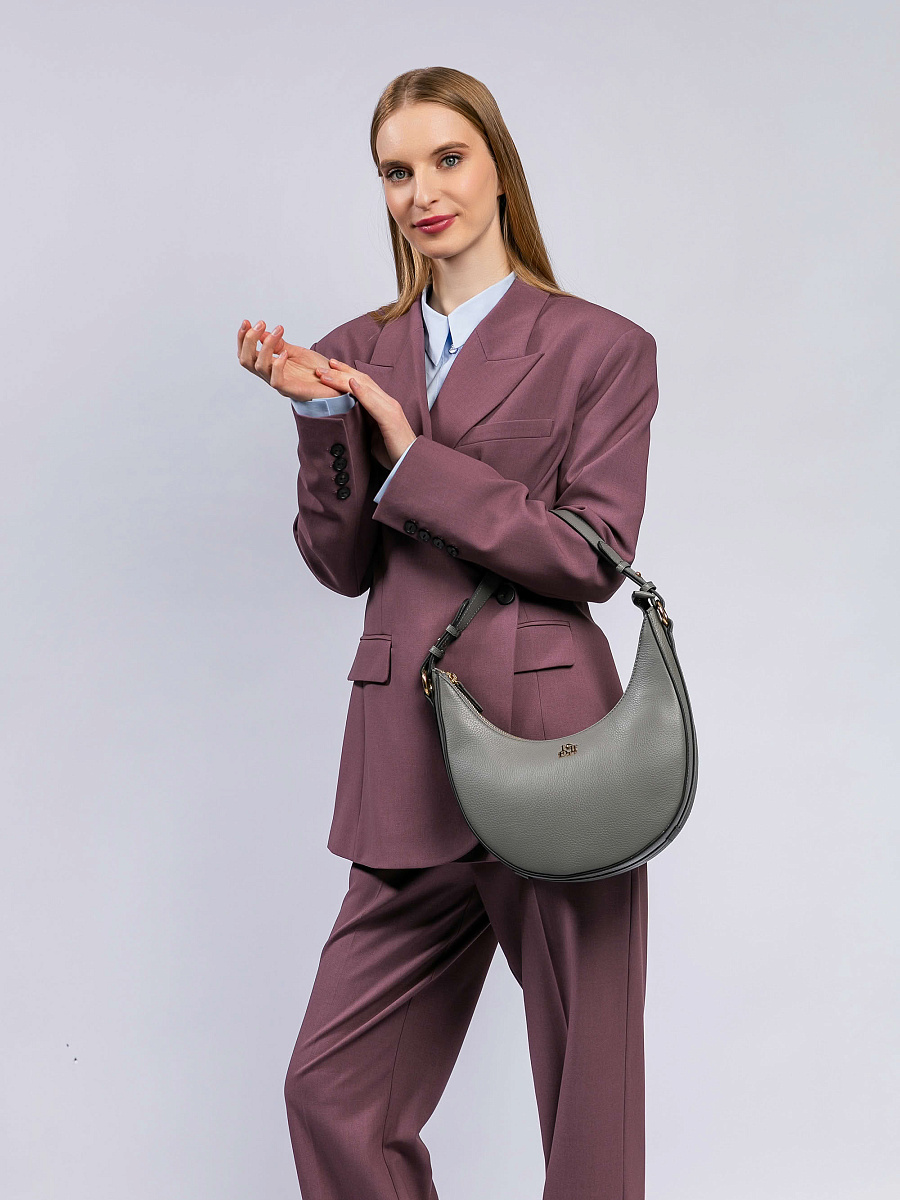 Женская сумка Dr. Koffer из натуральной кожи серая