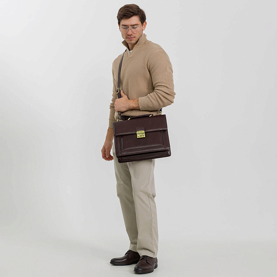 Портфель Dr.Koffer из натуральной кожи темно-коричневый