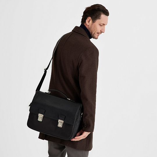 Портфель Dr.Koffer из натуральной кожи черный