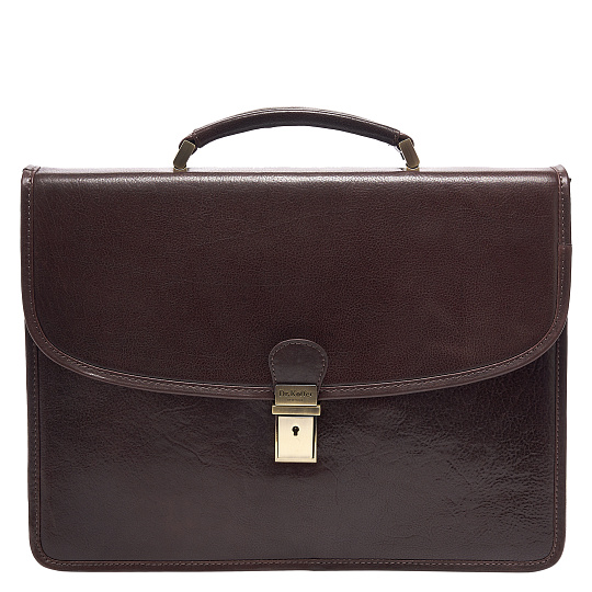 Портфель Dr.Koffer из натуральной кожи темно-коричневый