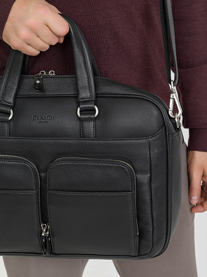 Деловая сумка Dr.Koffer из натуральной кожи черная