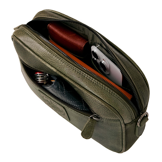 Сумка через плечо Dr.Koffer из натуральной кожи зеленая