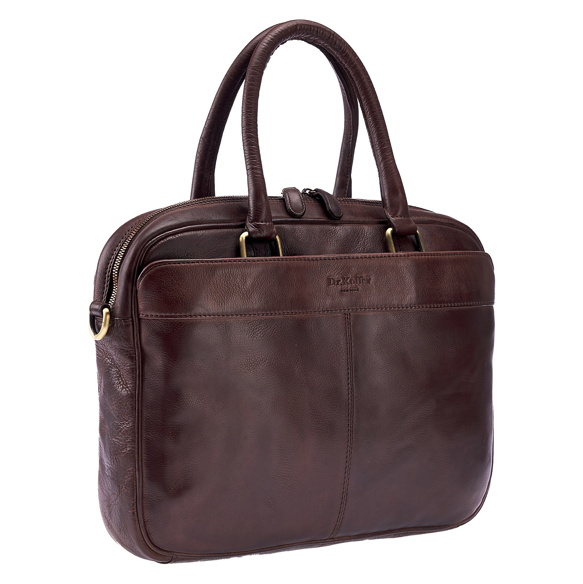 Деловая сумка Dr.Koffer из натуральной кожи темно-коричневая