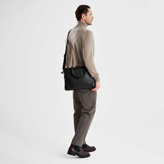 Деловая сумка Dr.Koffer из натуральной кожи черная