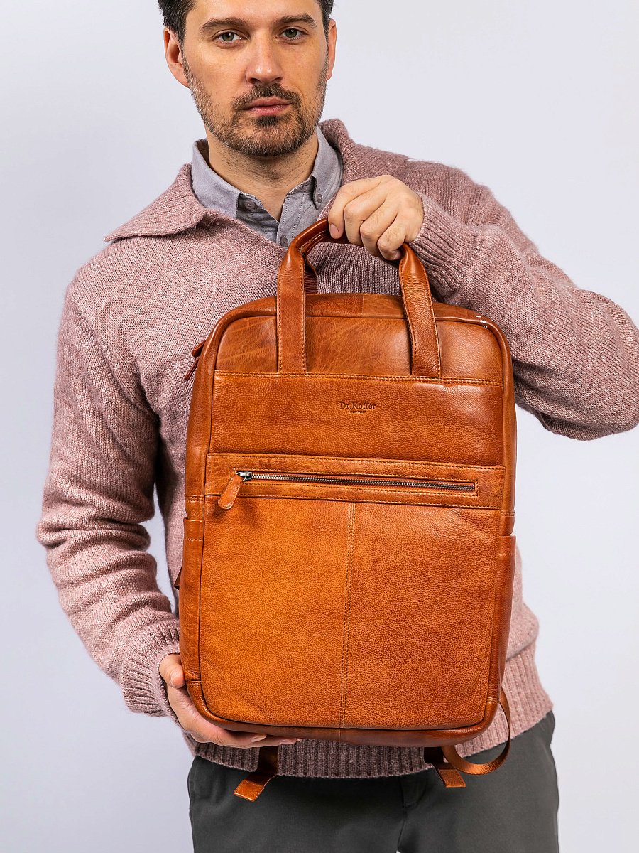 Рюкзак Dr. Koffer из натуральной кожи светло-коричневый