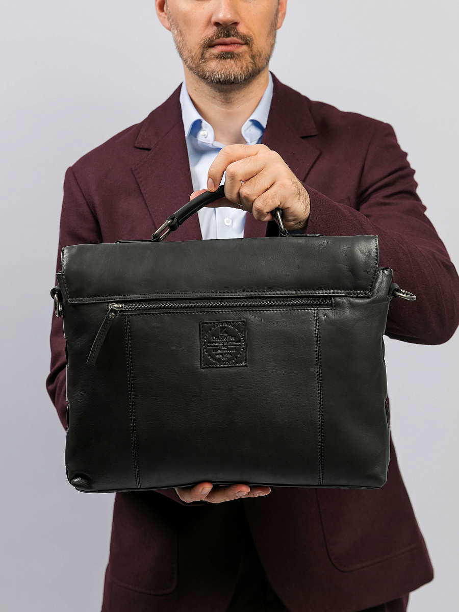 Портфель Dr.Koffer из натуральной кожи черный