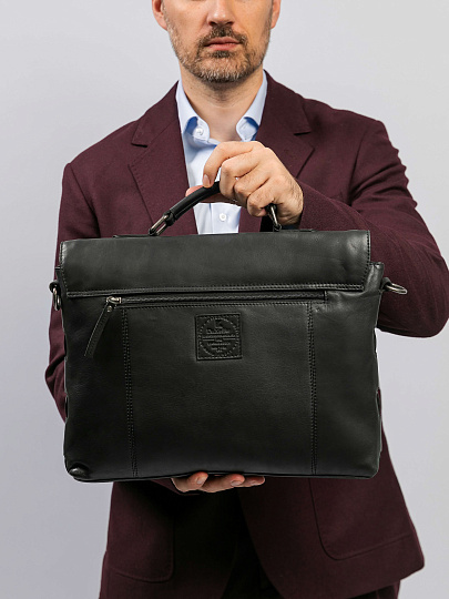 Портфель Dr.Koffer из натуральной кожи черный